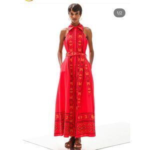 LACE The Label Geometric-Embroidered Maxi Dress Vacation Europe Size S NWT $590